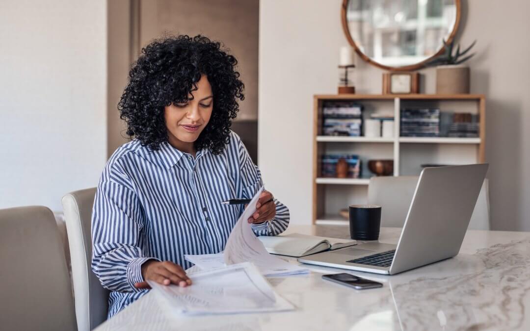 woman staying productive working from home